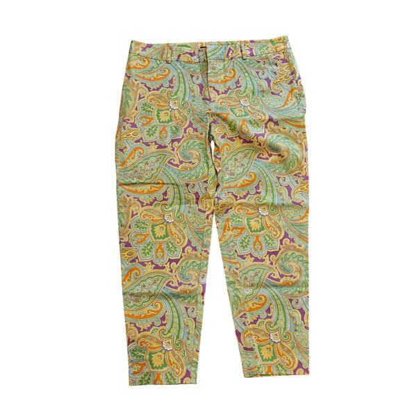 Ralph lauren golf womens sz 10 bright paisley green purple chino ankle pants - Picture 1 of 6